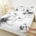 thumbnail image 3 of jejeloiu Gray Flower Floral Twin Sheet Sets,Modern Aesthetic Art Twin Fitted Sheet,Rustic Plant Flat Sheet For Men Women,Breathable Home Decor,3pcs, 3 of 7