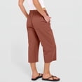 thumbnail image 5 of HKYNLAG Womens Capri Pants Cotton Linen Drawstring Elastic Waisted Casual Cropped Trousers with Pockets Vermilion M, 5 of 6
