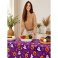 thumbnail image 5 of Halloween Tablecloth,Halloween Decorations, 54x108 Inch Disposable Plastic Table Cover for Rectangle,Pumpkin Spider Ghost Table Cloth for Home Indoor Outdoor Birthday Party Supplies 9Purple), 5 of 7