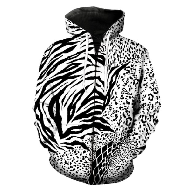 Sudadera con capucha y cremallera de manga larga con textura abstracta de animal para hombre, chaqueta informal de hip hop con estampado 3D, estilo Harajuku, unisex para adolescentes