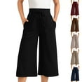 thumbnail image 4 of yardsong Wide Leg Cropped Palazzo Pants for Women Dance Capris Culottes with Pockets Stretch Summer Flowy Loose Gaucho Capri Pant Wine,XXL, 4 of 4