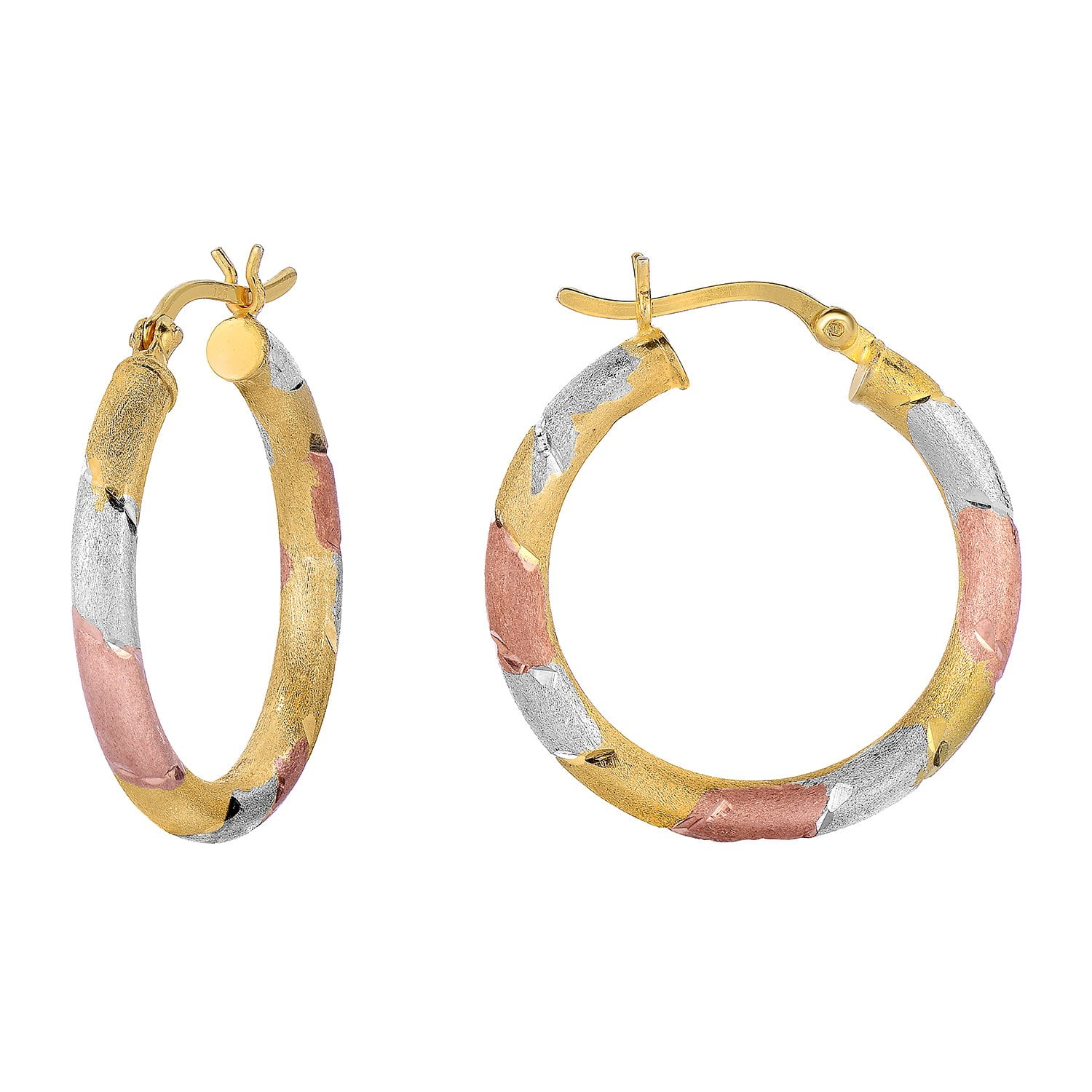 Tilo Jewelry 1 Inch Sterling Silver Hoop Earring with Tri Color Satin