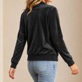 thumbnail image 6 of Kukoosong Women's Velvet Bomber Jacket, Long Sleeve Full Zip Up Stand Collar Velour Coat with Pockets, Slim Casual Lightweight Outerwear for Spring Fall Daily Wear, 6 of 7