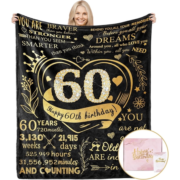 LHSHID 60th Birthday Gifts for Women with Gifts Box Happy 60 Year Old Woman Gifts Blanket 60th Birthday Gifts Ideas for Her 60 Birthday Decorations Gifts for Women Mom Wife Sister Friends 40"x50"