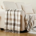 thumbnail image 6 of Plaid Throw Blanket for Couch,Lightweight Outdoor Beige Throws,Buffalo Plaid Blanket,50"x60", 6 of 9