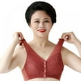 thumbnail image 4 of Xmarks Convenient Front Button Bra Sleep Bras Front Closure Everyday Sports Bras for Middle Aged Elder Woman Red 36/80, 4 of 5