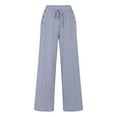 thumbnail image 3 of Lmnyox Summer Casual Pants for Women Flowy Wide Leg Elastic Waist Pants with Pocket Vacation Lounge Pants, 3 of 5