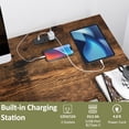 thumbnail image 3 of 48" L Shaped Office Desk Charging Station & 2 Fabric Drawers, Corner Computer Desk with Open Shelf for Home Office Gaming, Rustic Brown, 3 of 10