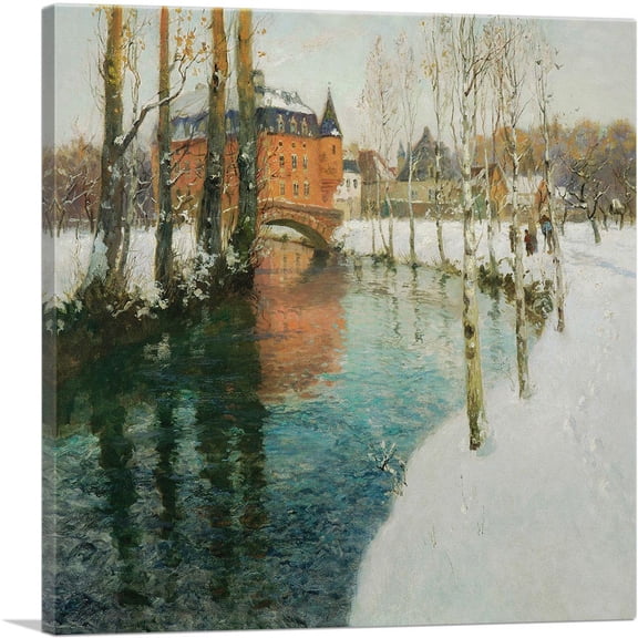 ARTCANVAS A Chateau In Normandy Canvas Art Print by Frits Thaulow - Size: 18" x 18" (0.75" Deep)