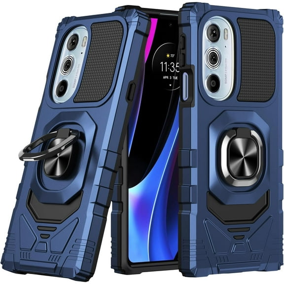 for Motorola Moto Edge Plus 2022 Case with Kickstand Ring Magnetic Holder Military Grade for Edge  2022 Case Protective Shockproof Case  Cover for Moto Edge Plus 2022 Phone Case (Blue)