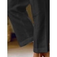 thumbnail image 4 of Frontwalk Cotton Casual Pants for Women Elastic Waist Wide Leg Pants Comfy Straight Leg Pants Black 3XL, 4 of 5