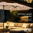 thumbnail image 3 of Alpha Joy 15ft Extra Large Outdoor Patio Double-Sided Umbrella with LED Solar Lights & Umbrella Base, Beige, 3 of 10