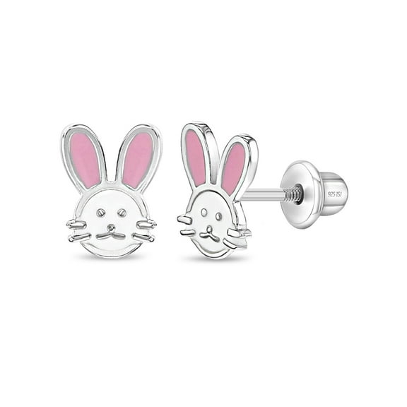 Silly Rabbit Baby / Toddler / Kids Earrings Screw Back Enamel - Sterling Silver