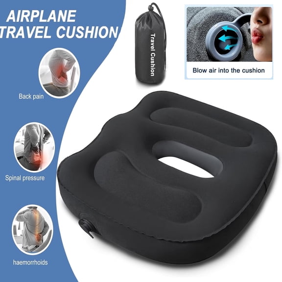 Spalivivre Donut Cushion Seat, Protable Inflatable Pillow,Travel Cushion,Air Seat Cushion,Portable Cushion,Lightweight Inflatable Seat Cushion,Airplane Chairs,Wheelchairs (Gray)