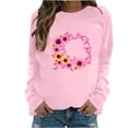 thumbnail image 3 of Jinhomg Breast Cancer Tee Shirts for Women Fashion long Sleeve Ribbon Sunflower Print Sweatshirt Casual Loose Fall Winter Holiday Tops Pink M, 3 of 5