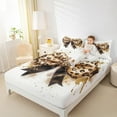 thumbnail image 4 of Manfei Cheetah Pattern Queen Sheet Set (4-Piece) Girls Bow Tie Brown Splashing Ink Breathable Decor, 4 of 7