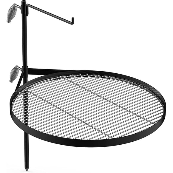 Fire Pit Campfire Grill Grate, Stainless Steel Swing Cooking Stand BBQ Grill, Portable Campfire Barbecue Rack for Outdoor Open Fire Cooking Camping
