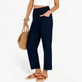thumbnail image 6 of Women's Elastic Waist Ankle Length Straight Leg Pants Casual Pull On Pants with Pockets, 6 of 7
