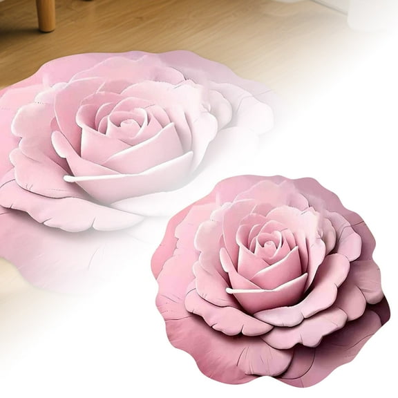 3D Floral Diatomaceous Earth Floor Mat - Ultra Absorbent Bath Rug with Plush Backing, Non- Flower Design for Bathroom, Kitchen & Bedroom - Quick Dry Waterproof Carpet