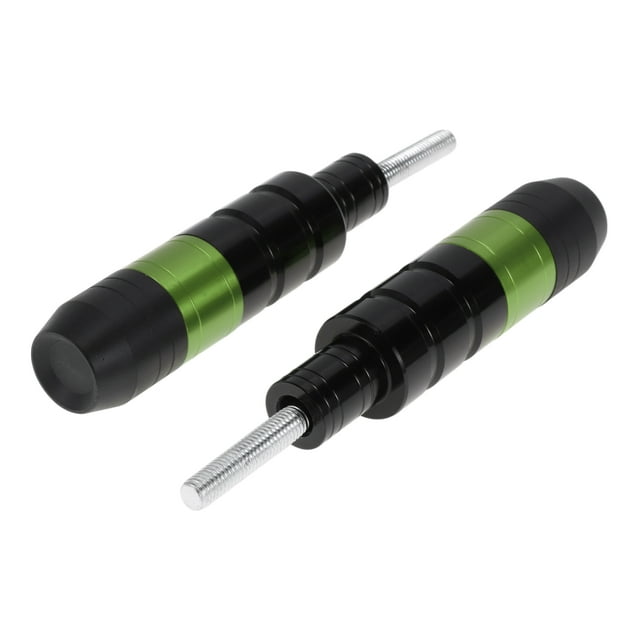 Unique Bargains 0.73" Motorcycle Slider Frame Aluminum Alloy Plastic Wheel Fairing Protection Crash Pad Protector Guard 1.14" 4.65" Green 2 Pcs