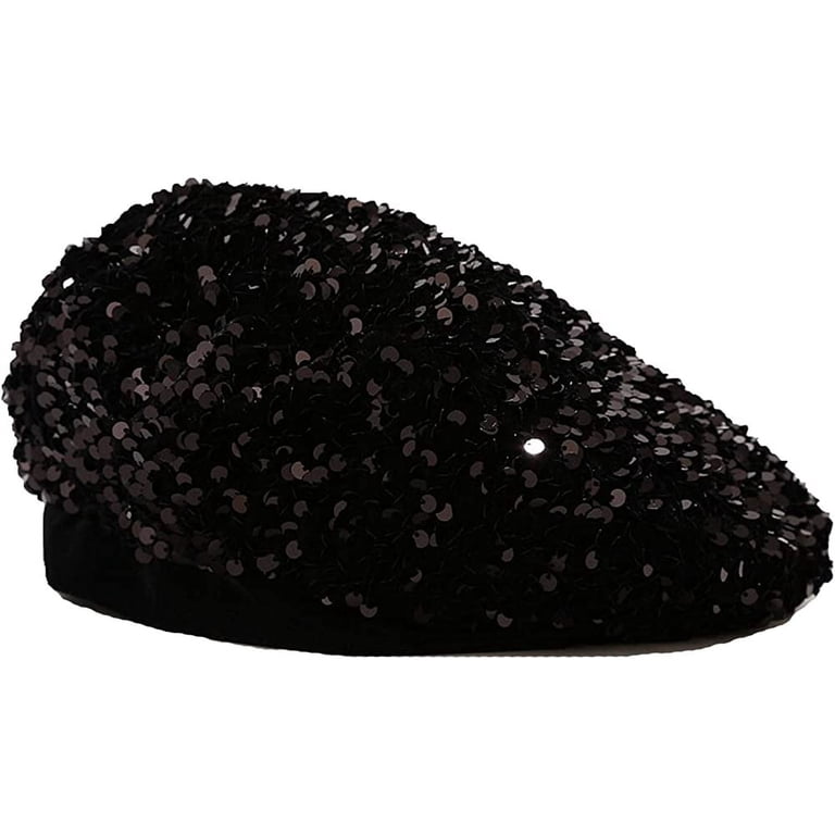 Women Girls Sparkly Sequin Beret Hat Fashion Fun Stretch  display picture 1