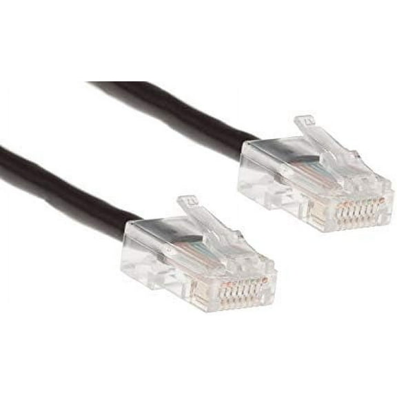Cat 5e (CAT5E) Ethernet Cable, Solid Copper 24 AWG, EZ RJ45 Pass Through Connectors, High Speed LAN Network Internet Patch Cable, UL ETL, Custom Cut and Made in USA (2ft, Black)