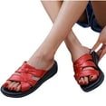 thumbnail image 5 of HWRETIE Women's Thick Sole Slide Sandals Summer Platform Casual Slip-On Slippers Fashion Open Toe Beach Sandals Lightweight Comfortable Shoes Red, 5 of 5