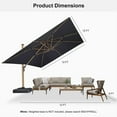 thumbnail image 5 of PURPLE LEAF 12FT Patio Umbrella Square Cantilever Umbrella Teak Finished Aluminum Frame Large Windproof Offset Outdoor Sun Umbrellas for Beach Pool Deck, Grey, 5 of 9