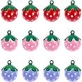 thumbnail image 1 of 12 cascabeles de fresa en forma de fresa rosa, de cobre, de latón pintado, para hornear, con forma de fresa., 1 of 7