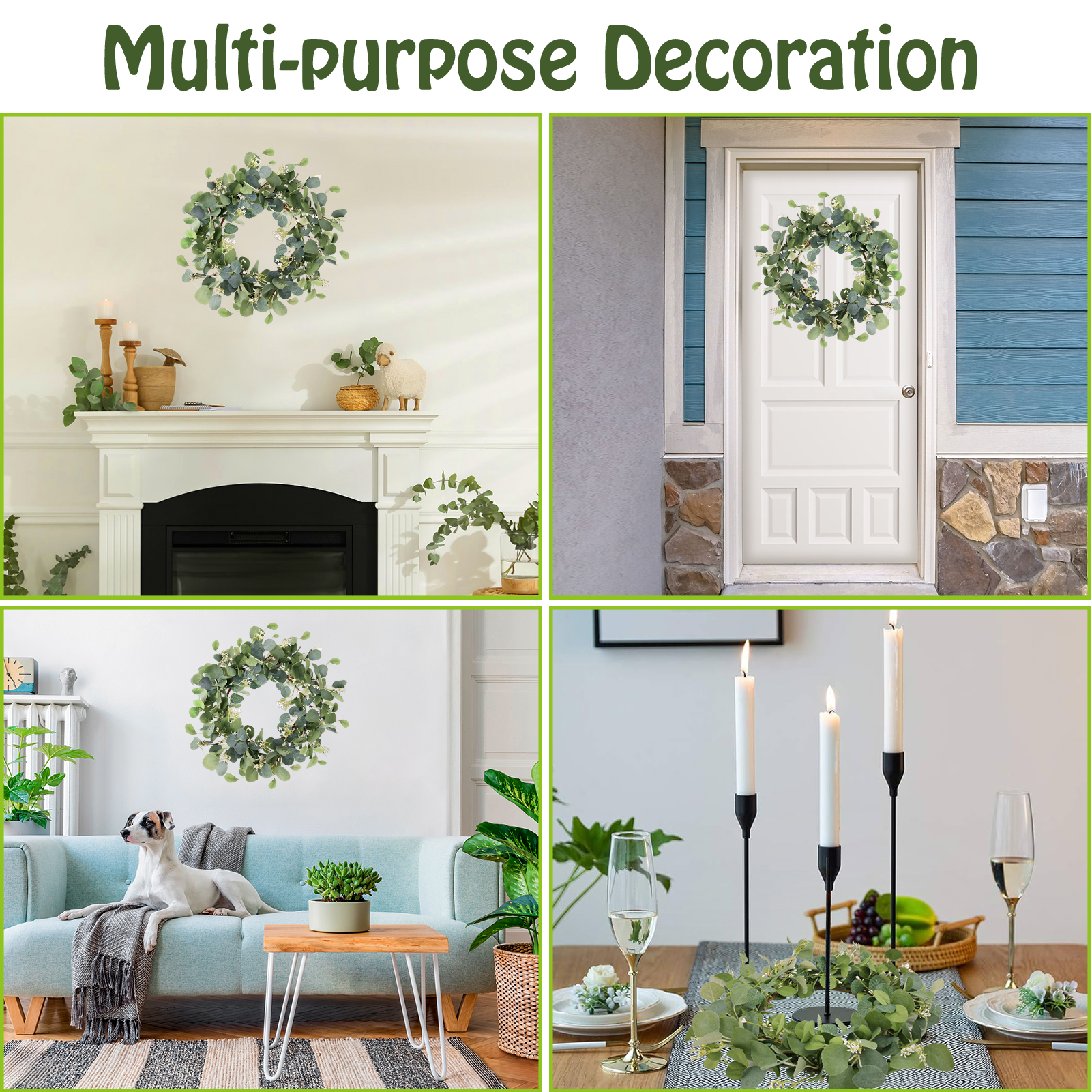 Fabulas 20-Inch Eucalyptus Artificial Wreath photo 5