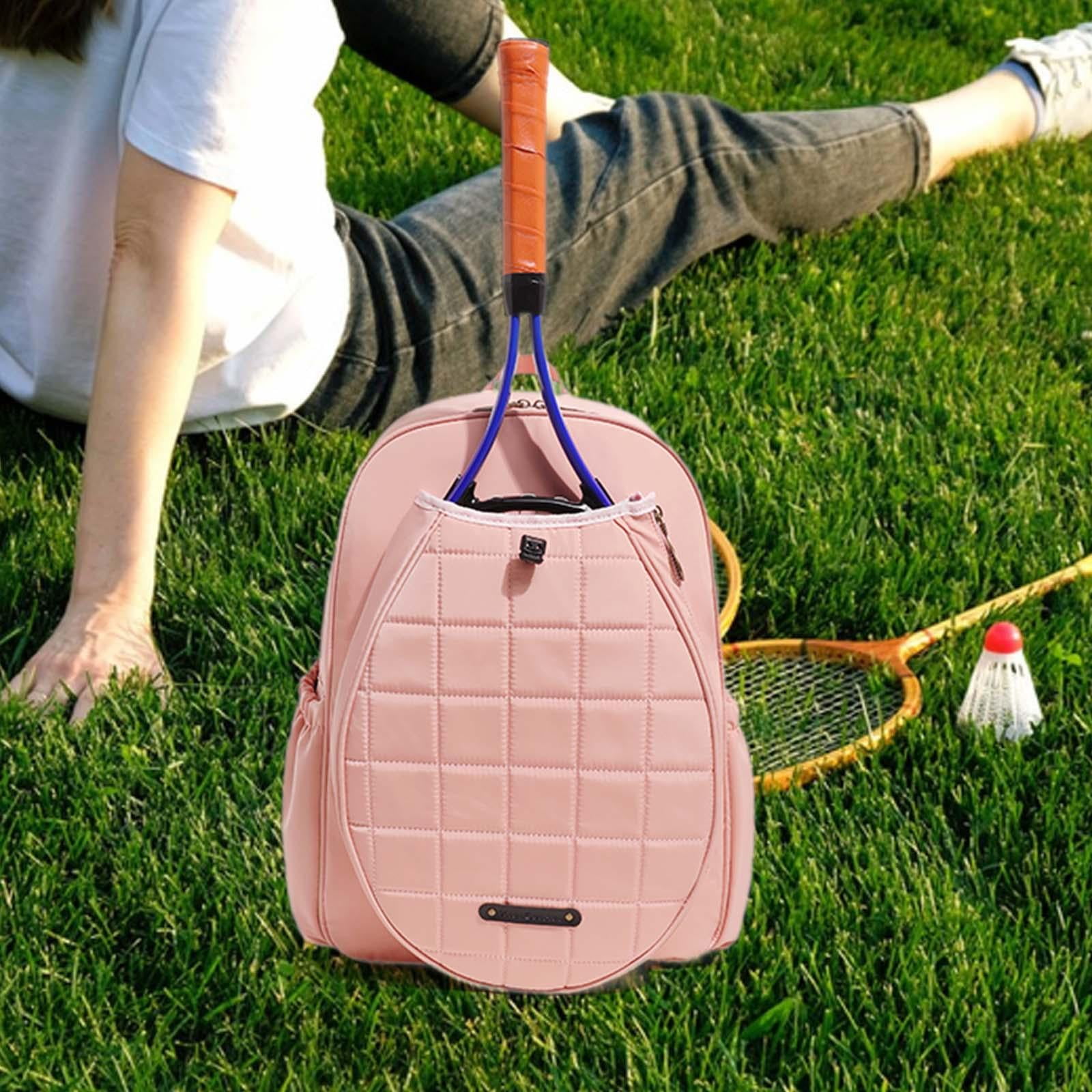 funtasica Tennis Backpack with Racquet Pocket Racquet Carrying Bag Pink for Women Portable Large Capacity Racket Bag for Squash Racquet