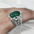thumbnail image 2 of Green Onyx Mans Ring, Natural Green Onyx, December Birthstone, Silver Jewelry, 925 Silver Ring, Birthday Gift, Heavy Mens Ring, Arabic Design, Ottoman Style Ring, Christmas, Turkey Mens Signet Ring, 2 of 4