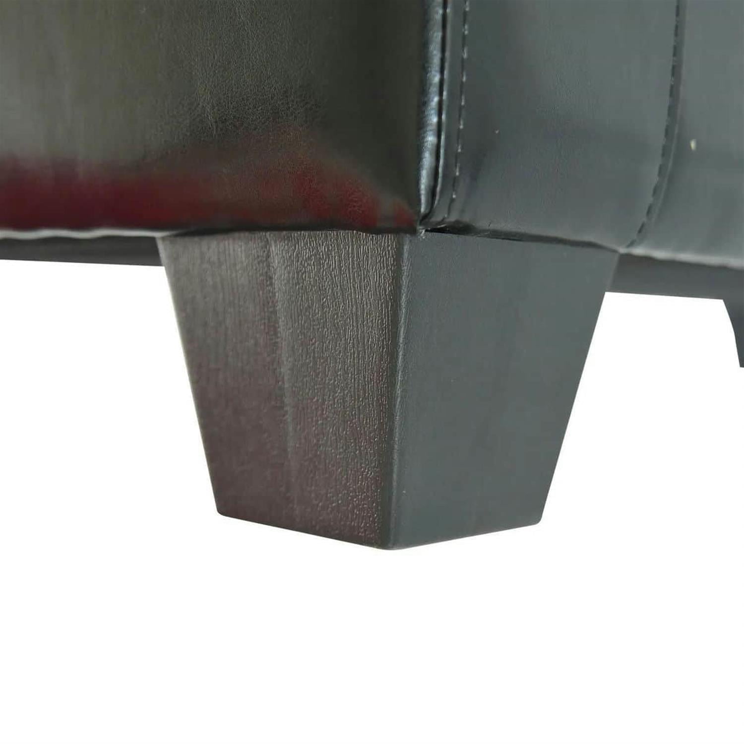 Demi Bonn 50" Oversized Ottoman, Tufted Faux Leather Bench, Storage Ottoman for Living Room, Bedroom, Modern Storage Bench, Black