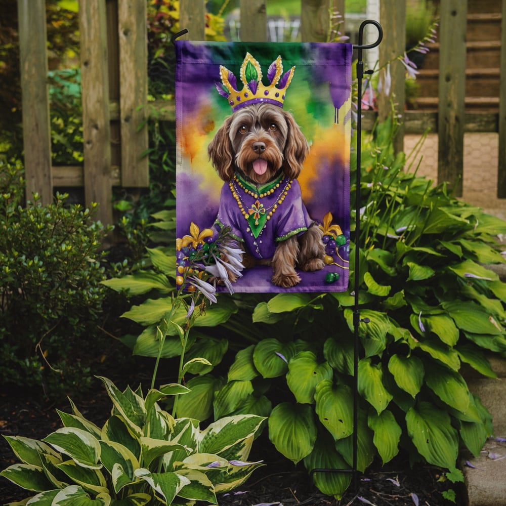 Wirehaired Pointing Griffon King of Mardi Gras Garden Flag 11.25 in x 15.5 in