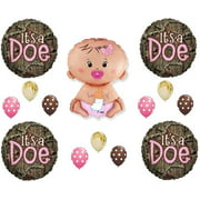 DalvayDelights It's A DOE Camouflage Baby Girl Shower Balloons Decoration Supplies Mossy Oak Anagram