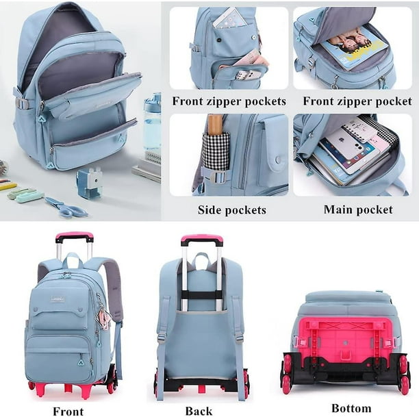 Mochila con ruedas de Color solido para ninas con ruedas mochila escolar para estudiantes de escuela primaria mochila de dia con ruedas bolsa de