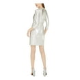 thumbnail image 2 of INC Womens Silver Long Sleeve Jewel Neck Above The Knee Evening Dress XS, 2 of 4