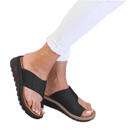 Bunion Corrector, Women Comfortable Soft PU Leather Sandals and Slippers with a Platform Wedge, Mother's Day
