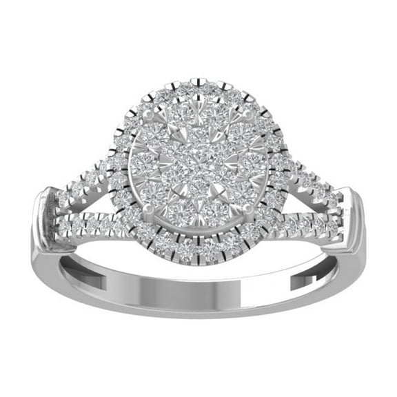 ARAIYA FINE JEWELRY Sterling Silver Round Cluster Diamond Engagement Ring (3/4 cttw, I-J Color, I2-I3 Clarity), Size 5