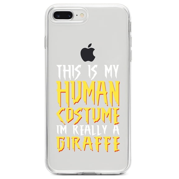 DistinctInk Clear Shockproof Hybrid Case for iPhone 7 PLUS / 8 PLUS (5.5" Screen) TPU Bumper Acrylic Back Tempered Glass Screen Protector - My Human Costume, Really a Giraffe