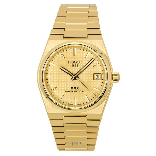 Tissot PRX Powermatic 80 Gold Tone Stainless Steel Champagne Dial Automatic T137.207.33.021.00 100M Women's Watch
