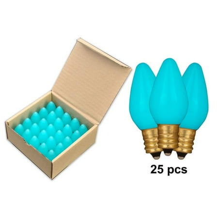 

Queens of Christmas C7-SMD-RETRO-TL-F-25 C7 Frosted Dimmable SMD LED Retrofit Bulbs Teal - Pack of 25