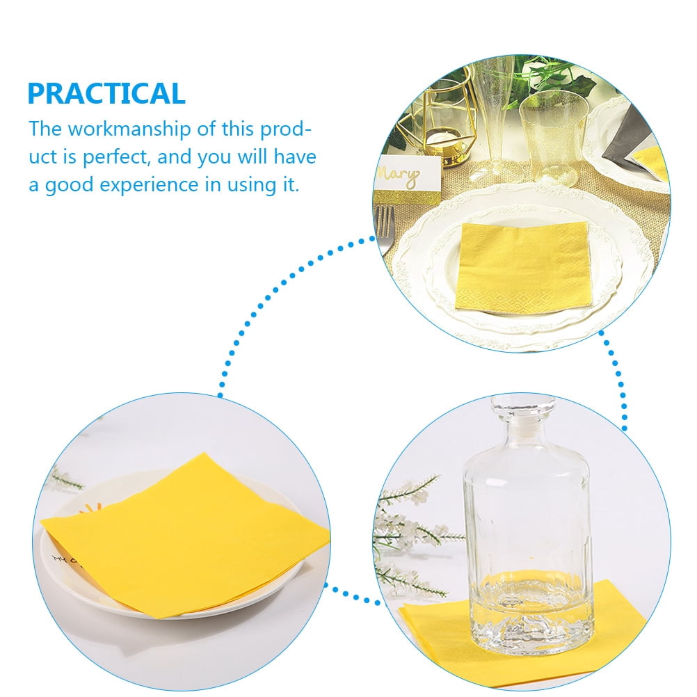 UPKOCH Bright Yellow Design Napkins For Birthday 80Pcs 6.5x6.5in