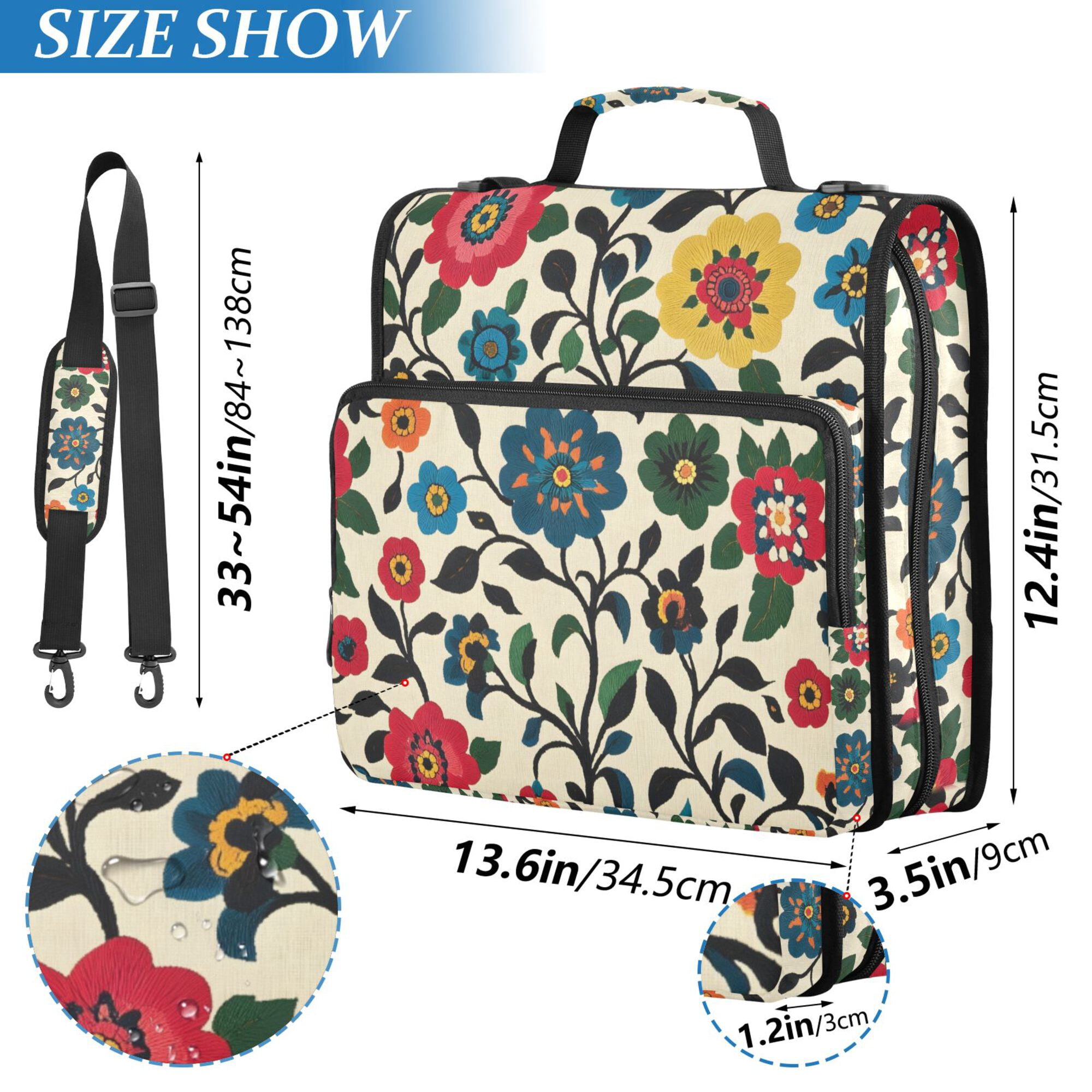 FORMRS Zipper Binder with Shoulder Strap 2-inch Ring 500 Sheet Capacity File Bag, Vibrant Floral