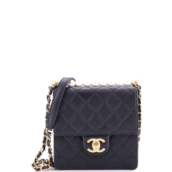 Pre-Owned Chic Pearls Flap Bag Quilted Goatskin Mini By Rebag