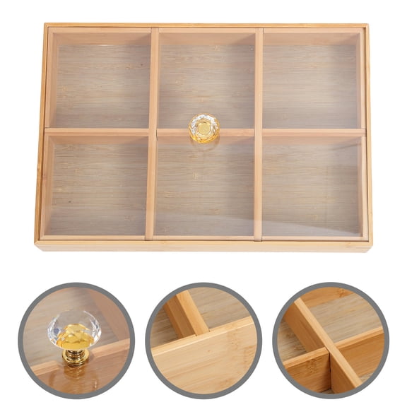 FRCOLOR 1Pcs Nut Tray for Special Occasions Khaki 13.2X9.1X2.4In Bamboo