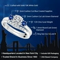 thumbnail image 2 of Gem Stone King 10K White Gold Lab Grown Diamond and Blue Created Sapphire 3-Stone Bridal Engagement Wedding Ring Set for Women | 1.03 Cttw | 5MM and 3MM Cushion Cut | Size 5,6,7,8,9, 2 of 7