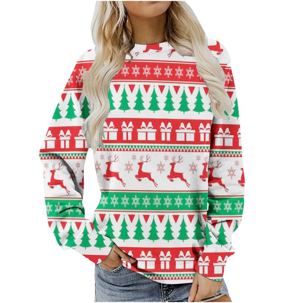 Ichuanyi liquidación de moda para mujeres con tapa suelta estampada manga larga blusa redonda de cuello redondo sudadera sudadera sudadera ICHUANYI WER202308210052