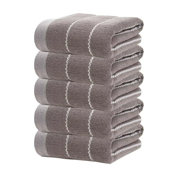 Twfbrm Cotton Hand Towels Set of 5, 13x27 Inch Highly Absorbent Wavy Striped Decorative Towels, 400GSM Super Soft Lightweight Thick Microfiber Bath Towels for Beach Gym Shower Hotel and Spa