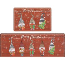 Christmas Kitchen Rugs and Mats 2 PCS Non Skid Farmhouse Kitchen Mats for Floor Waterproof Kitchen Runner Rugs Set Gnomes Snowflake Antifatigue Kitchen Mat for Winter Xmas Holiday Decor